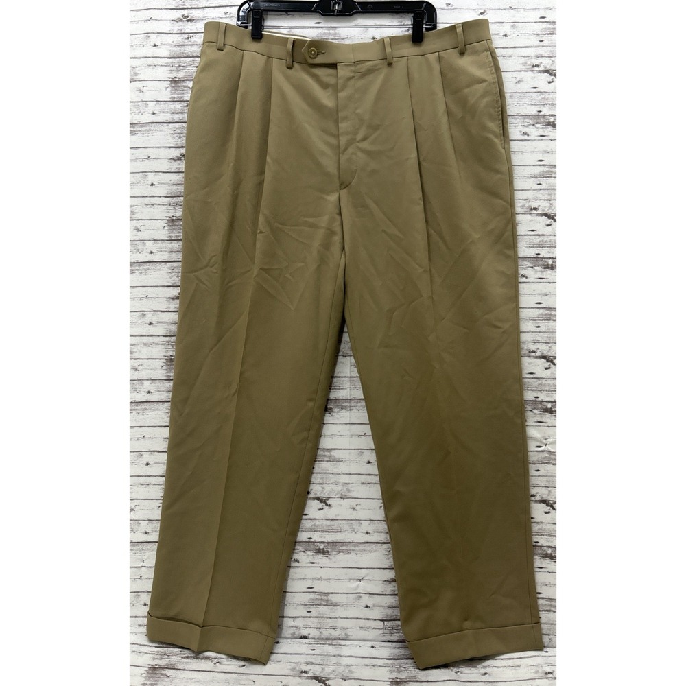 Lauren Ralph Lauren Total Confort Dress Pants Trousers Men 40x32 Khaki 100% Wool